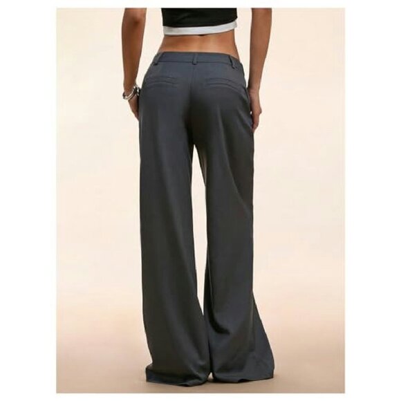 Low Rise Wide Leg Dress Pants Business Casual Work Slacks Straight Leg - Picture 3 of 7
